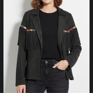 Andrew by Unit Women's Black Fringe Jacket suede medium